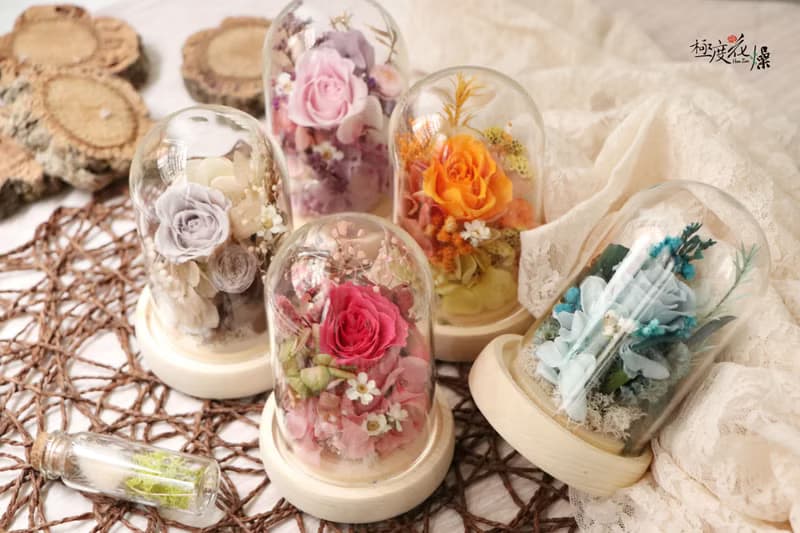 小玻璃花盅 成品 極度花燥 永生花 花禮
