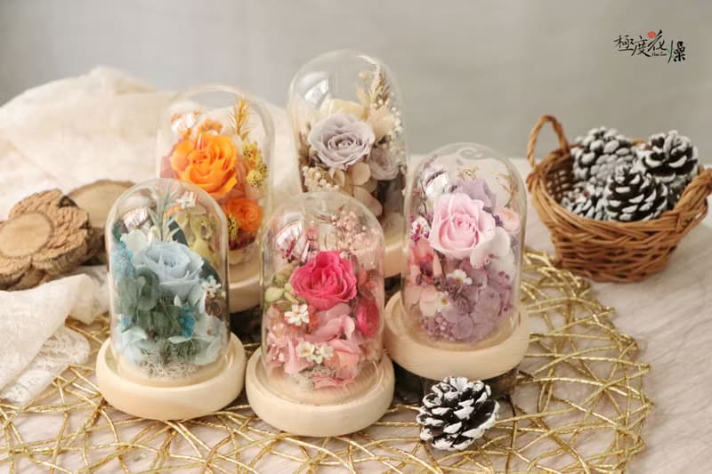 小玻璃花盅 成品 極度花燥 永生花 花禮