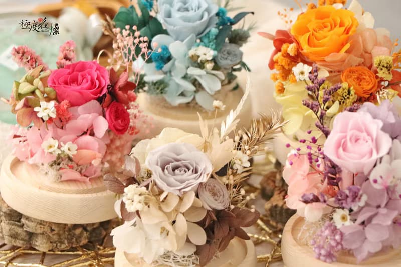 小玻璃花盅 成品 極度花燥 永生花 花禮