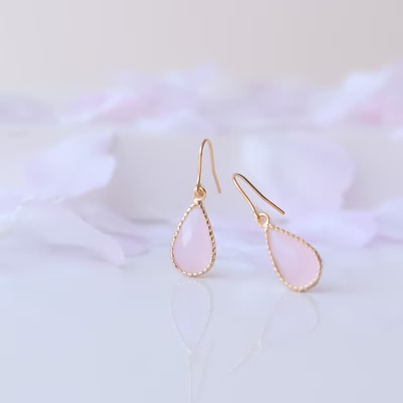桜sakura Cut Frame Glass ピアス・イヤリング 金属アレルギー対応