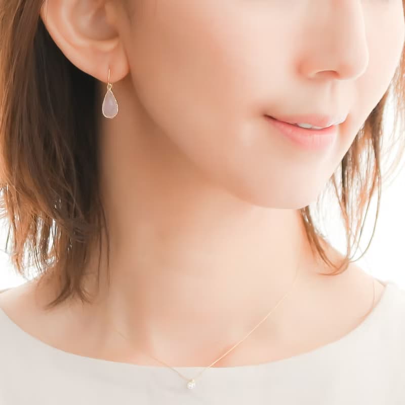 桜sakura Cut Frame Glass ピアス・イヤリング 金属アレルギー対応