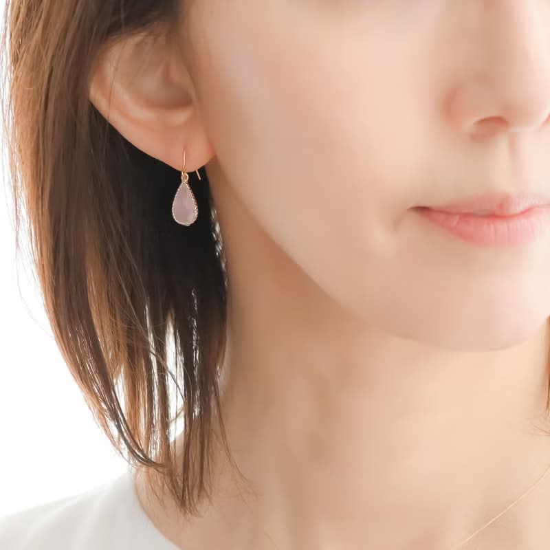 桜sakura Cut Frame Glass ピアス・イヤリング 金属アレルギー対応
