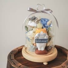 【竒植花物】可愛貓咪永生玻璃花盅  婚禮/畢業/生日/受洗/情人節