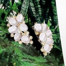 vintage jewelry  典雅葡萄色通透塑料枝葉造型 夾式耳環