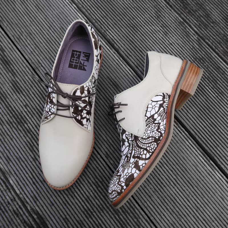 【經典零時差】真皮牛皮、蕾絲馬毛三眼綁帶木跟德比鞋DERBY