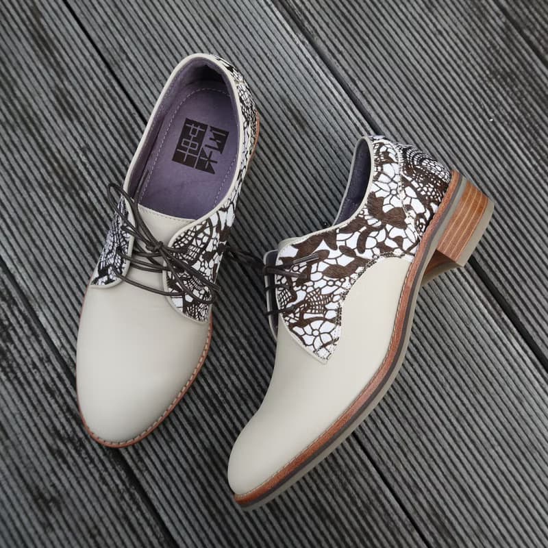 【經典零時差】真皮牛皮、蕾絲馬毛三眼綁帶木跟德比鞋DERBY
