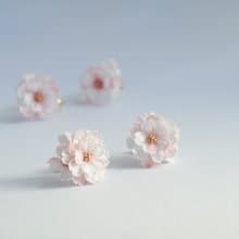 粉色花團 八重櫻 Yaezakura 細工耳環 無耳墜款 接單製作