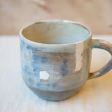 手捏粉引 留白 咖啡杯 210ml  茶杯 陶杯
