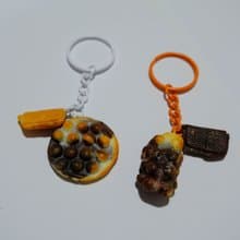 朱古力鷄蛋仔+格仔餅 鎖匙扣