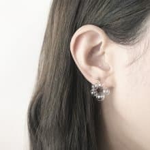 簡約透明花花玻璃珠耳環