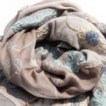 喀什米爾Cashmere/水煮羊毛披肩/針織圍巾/刺繡圍巾/羊絨披巾-花