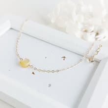 黃蝶貝小貓 + 黃水晶 x 14KGF手鍊