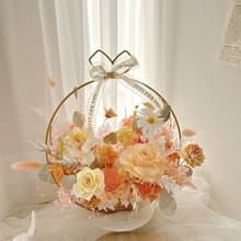 逗留 - 暖心香橙橘永生花 小花園系列開幕花籃 升遷禮物