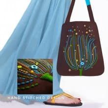 12x13.25 inch tote bag. Fun and original with hand-stitched design and beads
