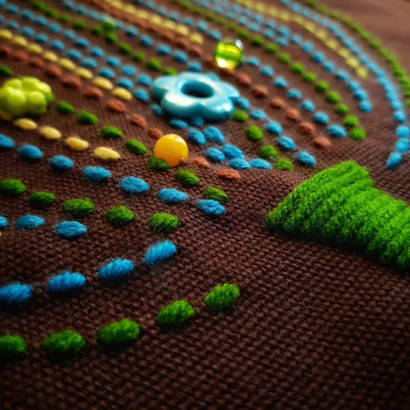 12x13.25 inch tote bag. Fun and original with hand-stitched design and beads
