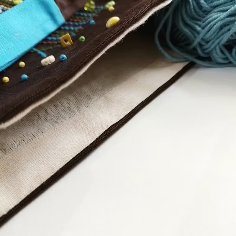 12x13.25 inch tote bag. Fun and original with hand-stitched design and beads