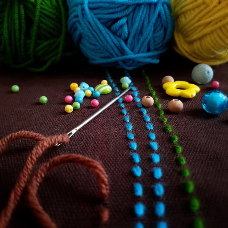 12x13.25 inch tote bag. Fun and original with hand-stitched design and beads