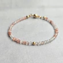 【Japan Handmade】サンストーン ブレスレット　医療用ステンレス　マグネット式　上品で愛らしい輝き