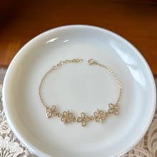 14k包金 四葉幸運草鋯石手鍊 手鏈 14kgf