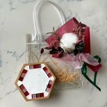 【現貨。聖誕節】馬賽克杯墊 石膏杯墊 小花束 交換禮物