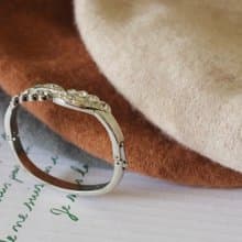 復古銀色萊茵石波浪手環 手鐲 BR121