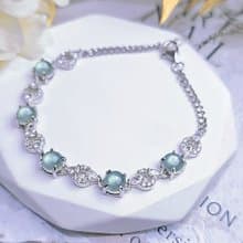 財水|夢幻藍剛蛋|A貨翡翠純銀鍍18k多顆手鏈