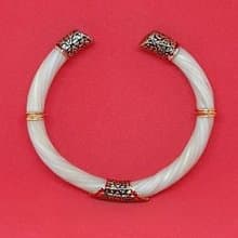 White Body Real Elephant Tail Hair Bangle Silver Enamelled Sukhothai Free Size