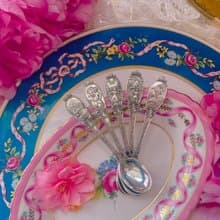 英國製鍍銀餐具立體雕刻咖啡匙花茶匙 小湯匙 點心匙 銀器 餐具