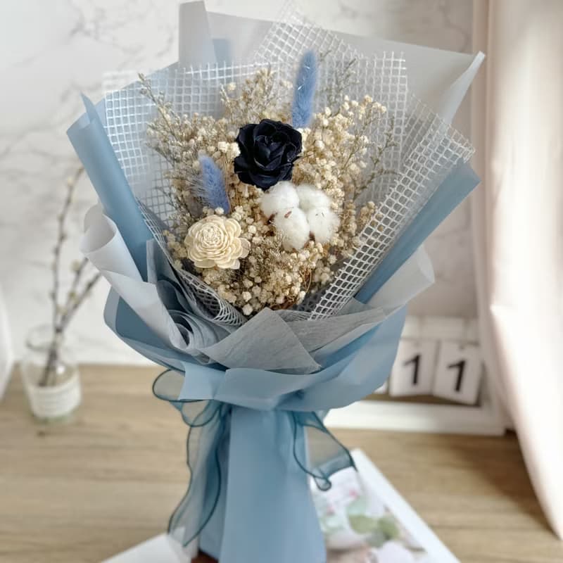 單朵永生玫瑰花束(黑色系) 情人節 教師節 七夕 紀念日