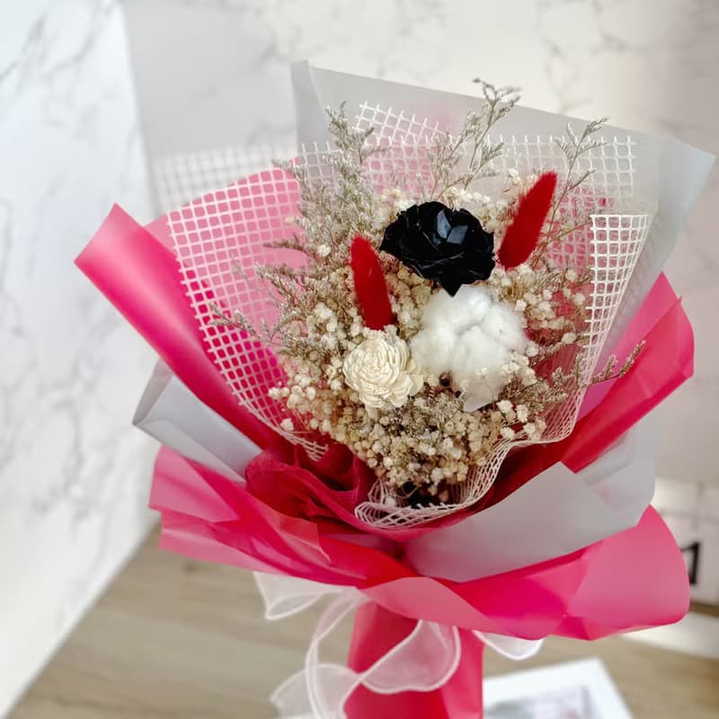 單朵永生玫瑰花束(黑色系) 情人節 教師節 七夕 紀念日