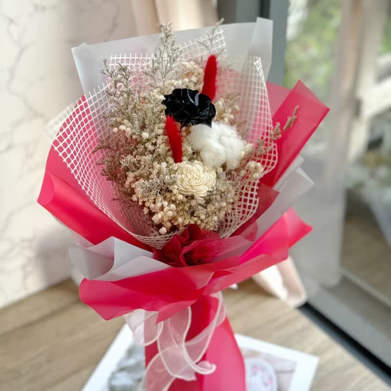 單朵永生玫瑰花束(黑色系) 情人節 教師節 七夕 紀念日