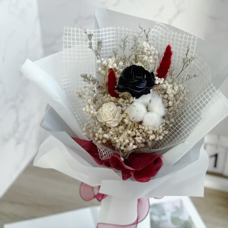 單朵永生玫瑰花束(黑色系) 情人節 教師節 七夕 紀念日