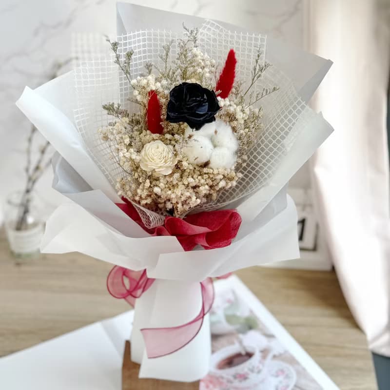 單朵永生玫瑰花束(黑色系) 情人節 教師節 七夕 紀念日