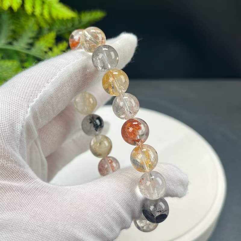 精品彩色閃靈鉆手串11mm冰透閃片赫爾基蒙水晶手環女單圈凈化脈輪