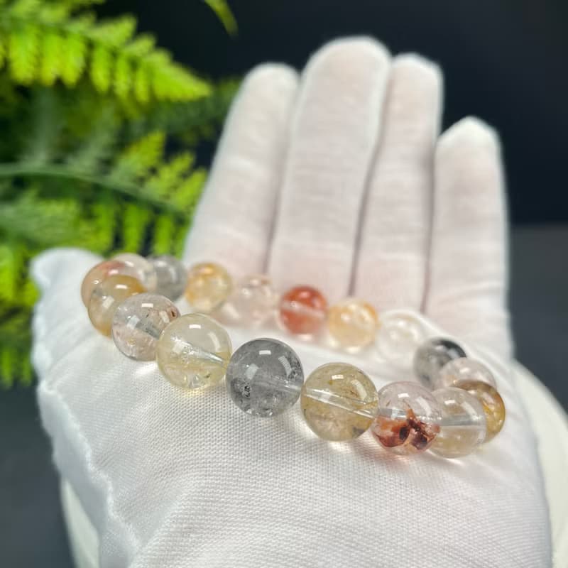 精品彩色閃靈鉆手串11mm冰透閃片赫爾基蒙水晶手環女單圈凈化脈輪