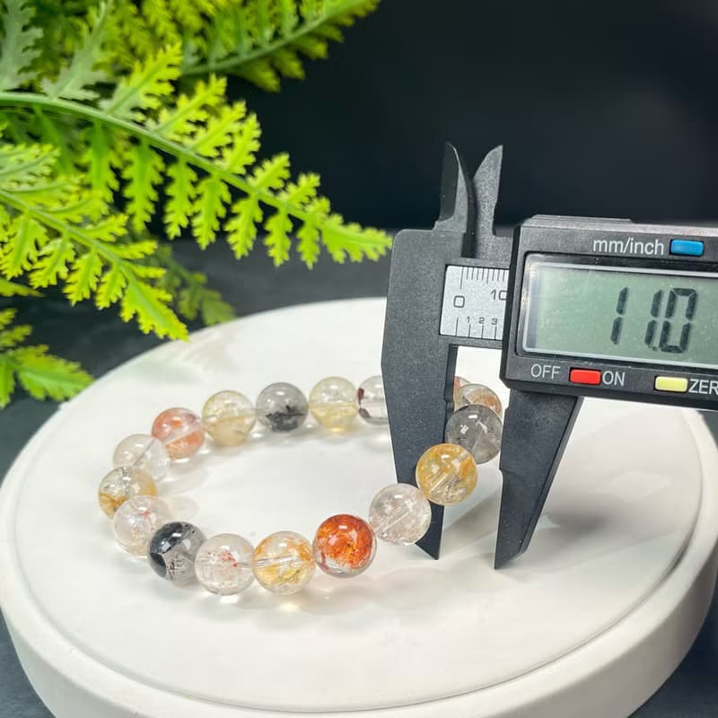 精品彩色閃靈鉆手串11mm冰透閃片赫爾基蒙水晶手環女單圈凈化脈輪