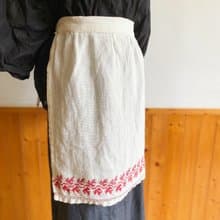 【好日戀物】德國帶回vintage古董手工十字繡楓葉圖紋圍裙