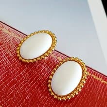 vintage jewelry  Monet 古董框金賽珞珞夾式耳環