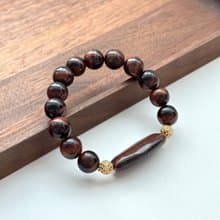 【雙子座生辰石】紅虎眼18k鍍金球手鏈 熱情勇敢 克服膽怯果斷