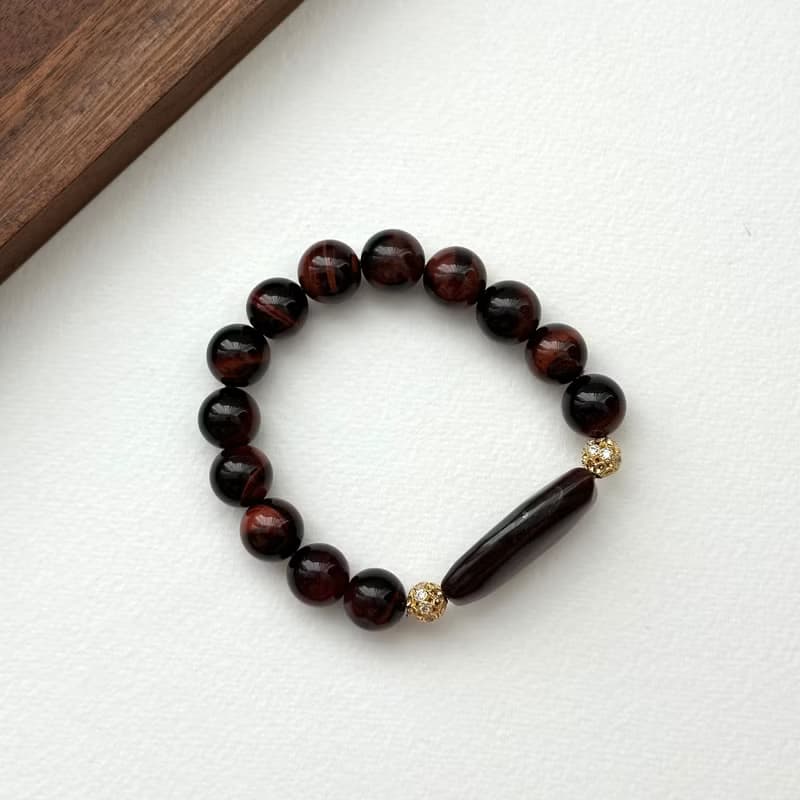 【雙子座生辰石】紅虎眼18k鍍金球手鏈 熱情勇敢 克服膽怯果斷