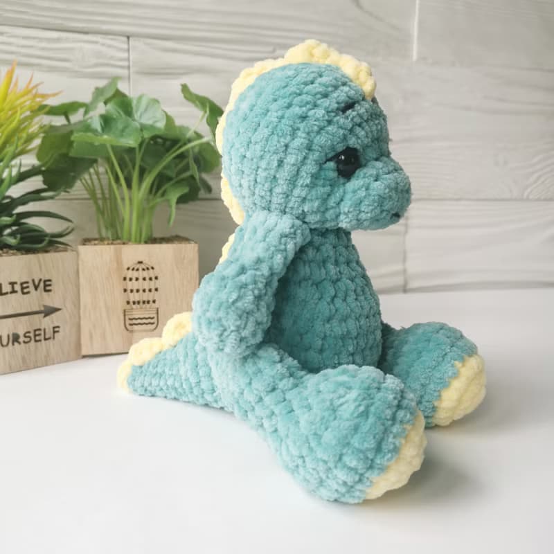 Crochet dinosaur, Dinosaur plush stuffed toy, Cute dinosaur baby shower gift