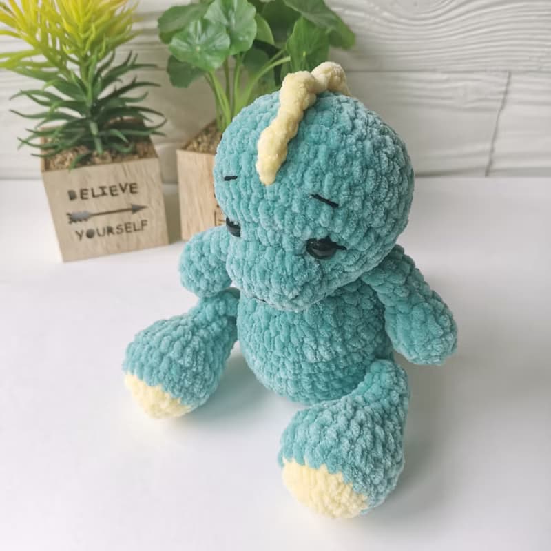 Crochet dinosaur, Dinosaur plush stuffed toy, Cute dinosaur baby shower gift