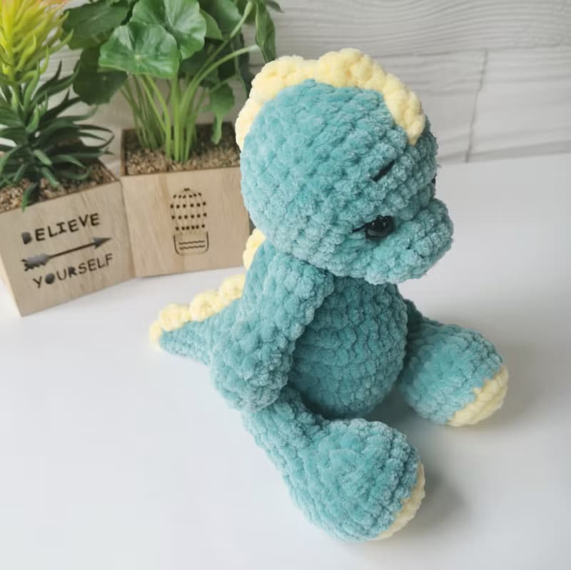 Crochet dinosaur, Dinosaur plush stuffed toy, Cute dinosaur baby shower gift
