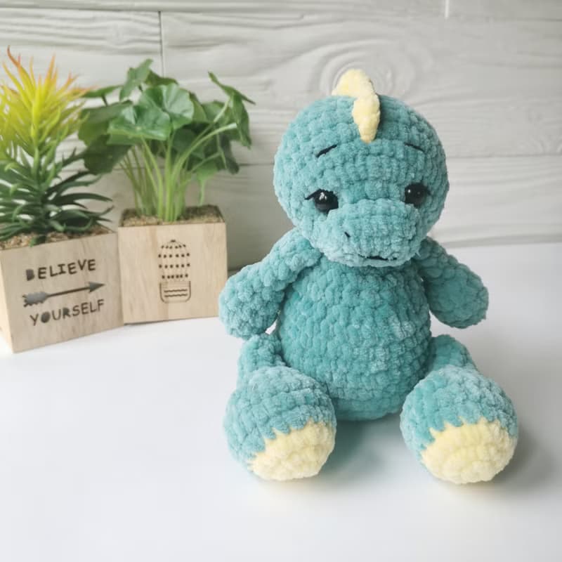 Crochet dinosaur, Dinosaur plush stuffed toy, Cute dinosaur baby shower gift