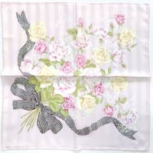 Christian Dior Vintage Handkerchief — Floral Roses Bouquet 19 x 19 inches