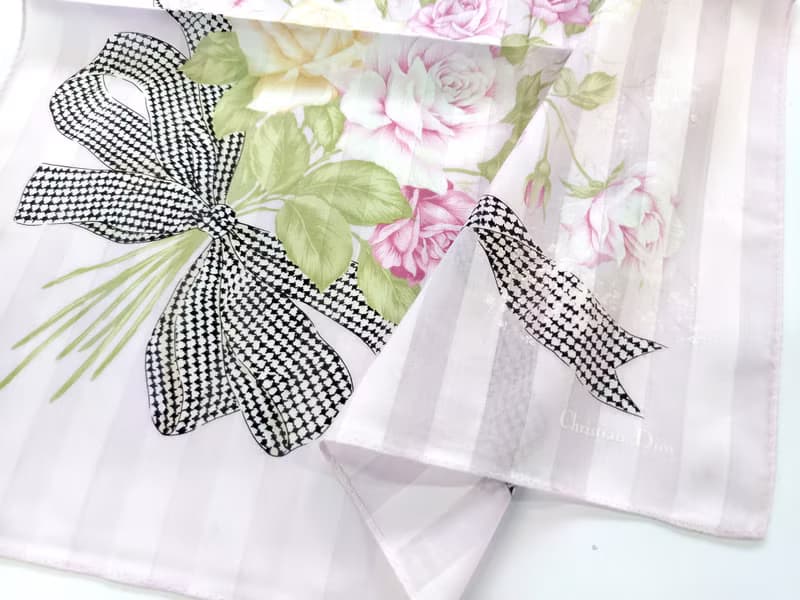 Christian Dior Vintage Handkerchief — Floral Roses Bouquet 19 x 19 inches