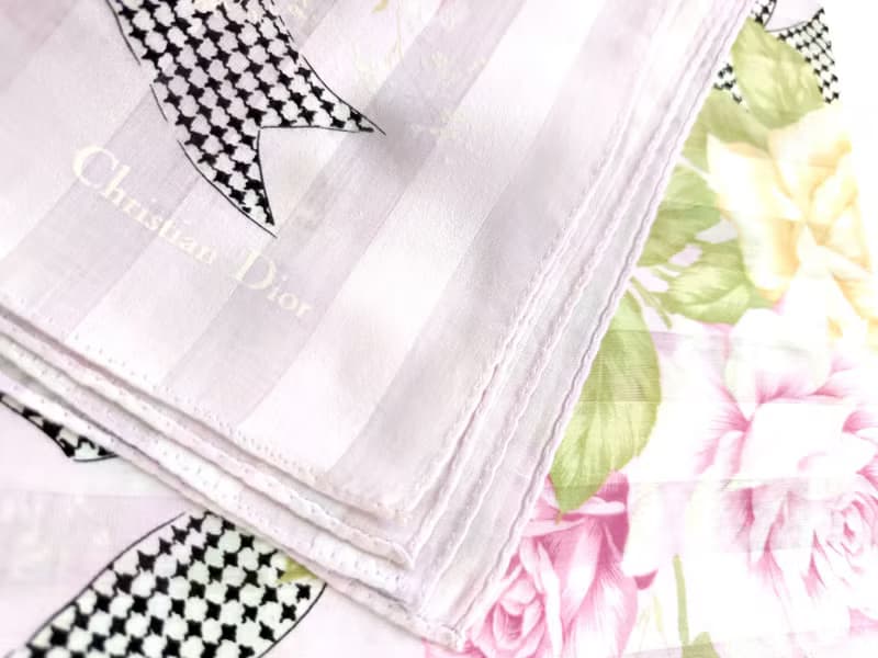 Christian Dior Vintage Handkerchief — Floral Roses Bouquet 19 x 19 inches