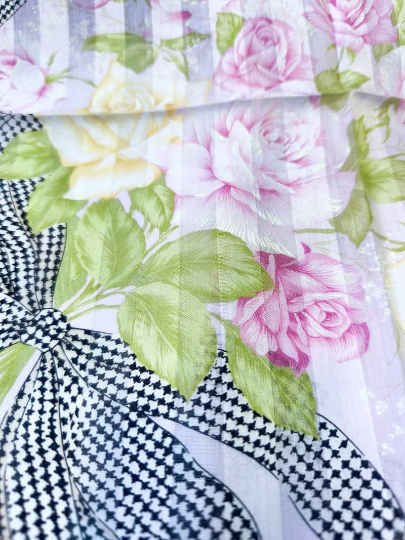 Christian Dior Vintage Handkerchief — Floral Roses Bouquet 19 x 19 inches