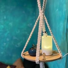 Macrame編織植物擺設木盤吊籃