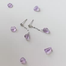玻利維亞不規則紫水晶 垂墜耳環 全925純銀